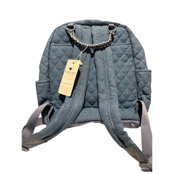 Heartlove by Charo Quilted Denim Backpack Blue Jean NWT main image 5